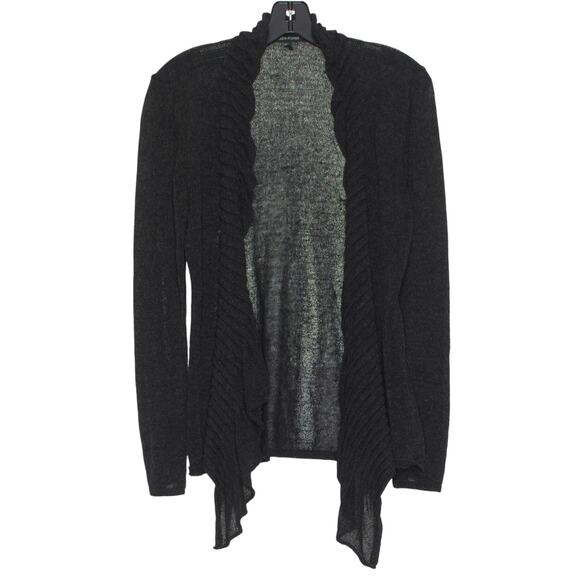 Eileen Fisher Cardigan Linen Blend Minimalist Cottagecore Open Knit Black Medium - Picture 1 of 5